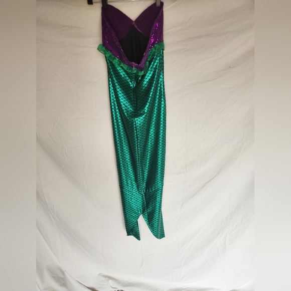 Womens Mermaid Green and Purple Strapless Dress - Picture 9 of 10